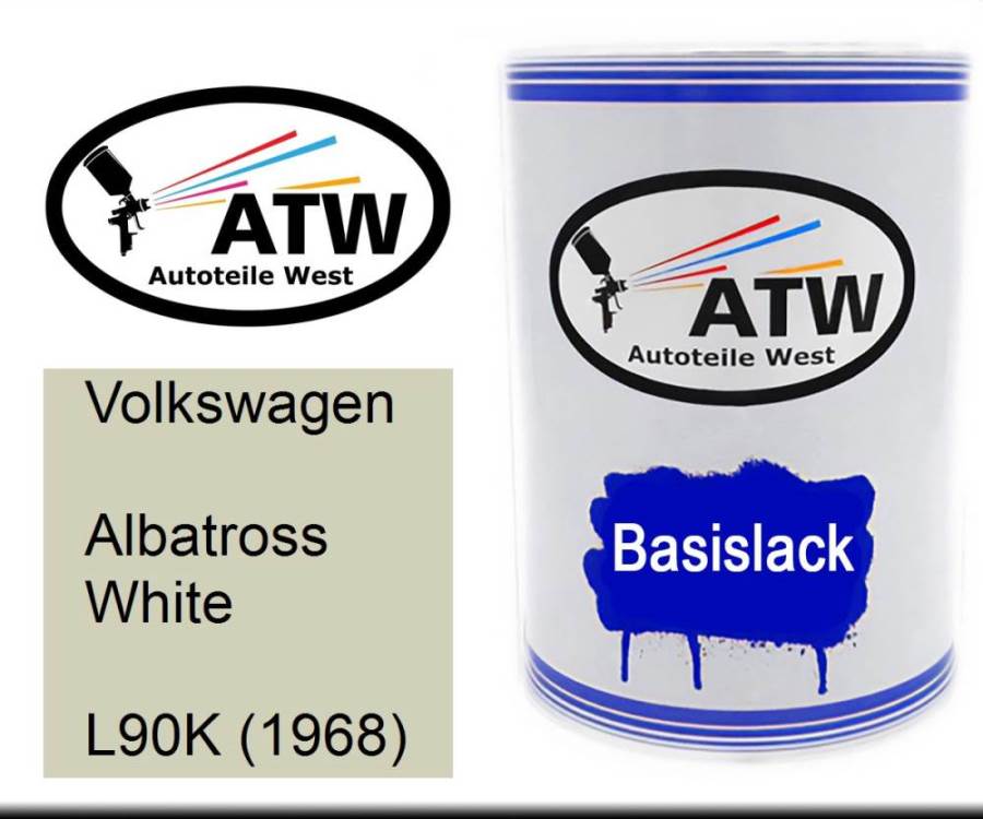 Volkswagen, Albatross White, L90K (1968): 500ml Lackdose, von ATW Autoteile West.